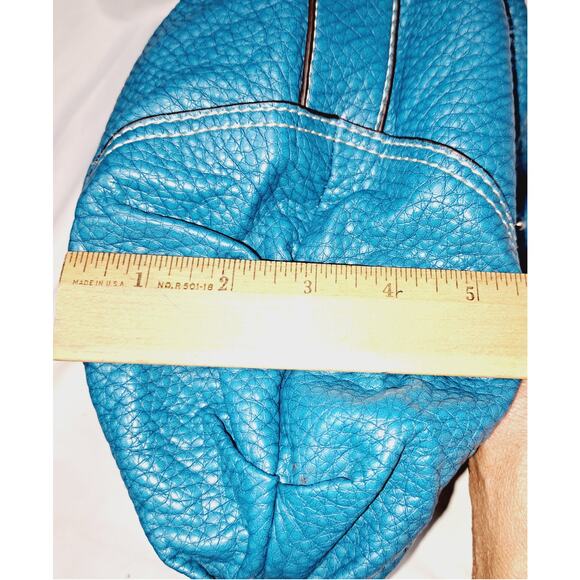 Marc Echo Vegan Leather Turquoise Blue Y2K Bow Detail Zipper Bucket bag - Picture 10 of 16
